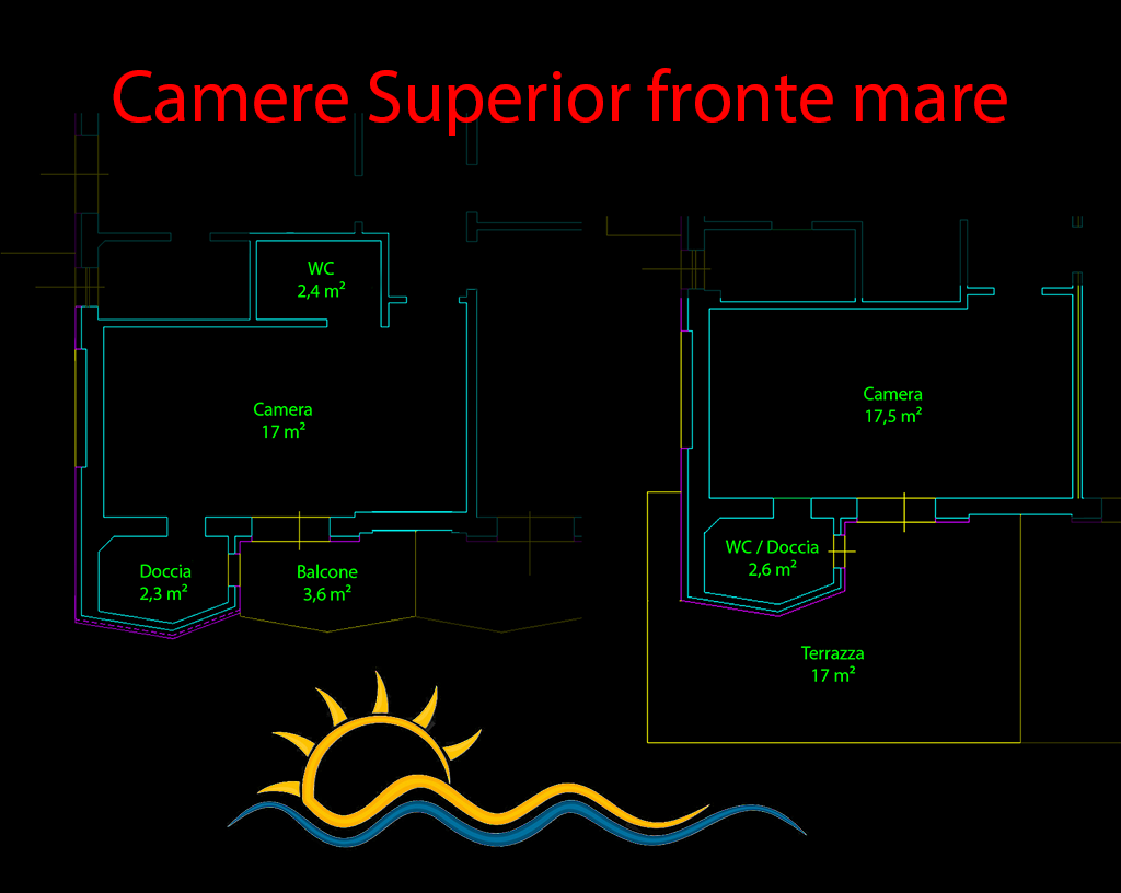 Lageplan des Superior Zimmer mit Meerblick